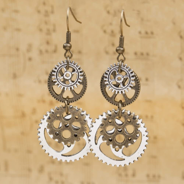 Boucles d'Oreilles Engrenages Steampunk