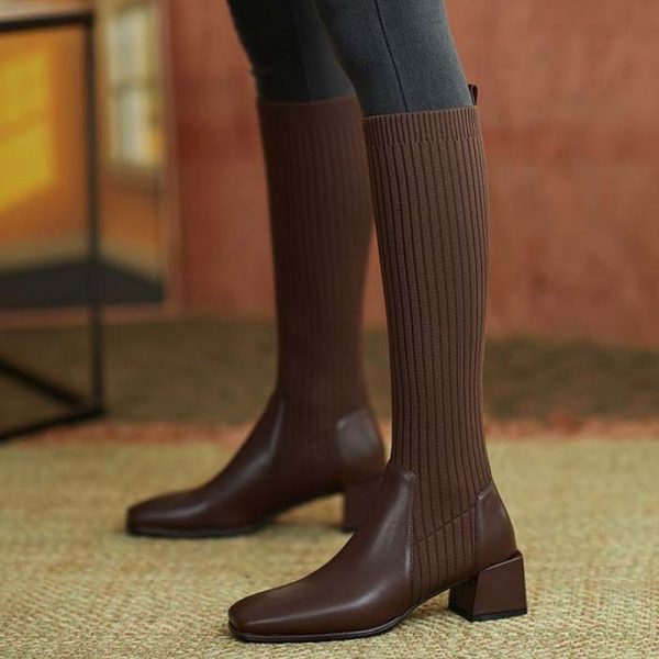 Bottes Chaussettes Femme Marron