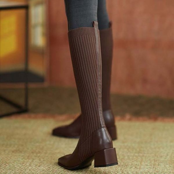 Bottes Chaussettes Femme Marron