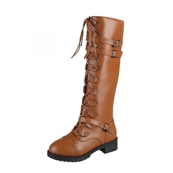 Bottes Cuir Femme Marron Steampunk