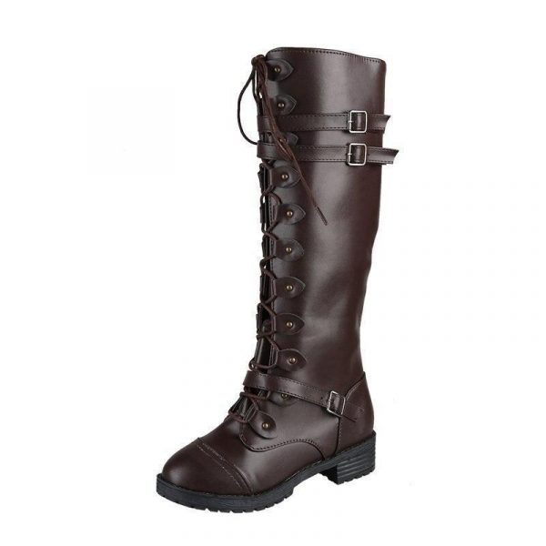 Bottes Cuir Femme Marron Steampunk