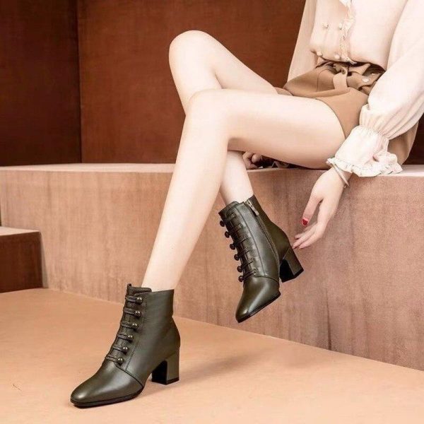 Bottines à Boutons Cuir Noir Steampunk