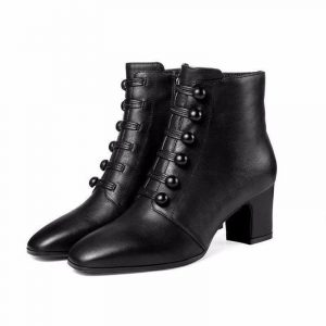 Bottines à Boutons Cuir Noir Steampunk