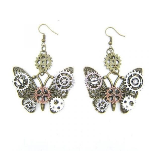 Boucles d'Oreilles Papillon Steampunk