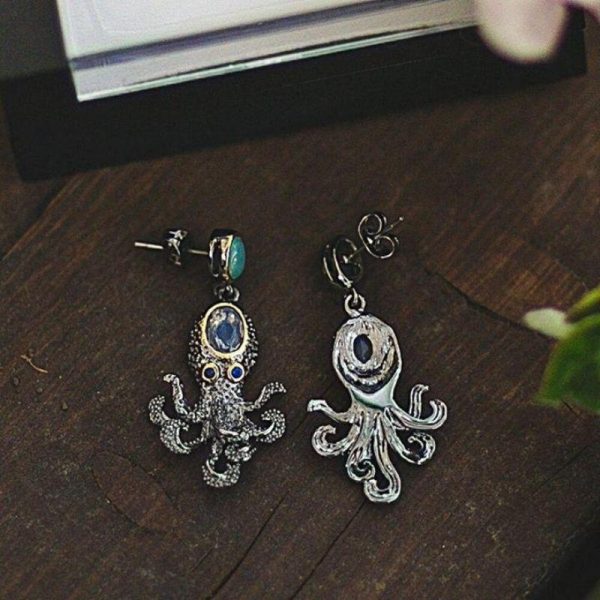 Boucles d'Oreilles Poulpe Steampunk