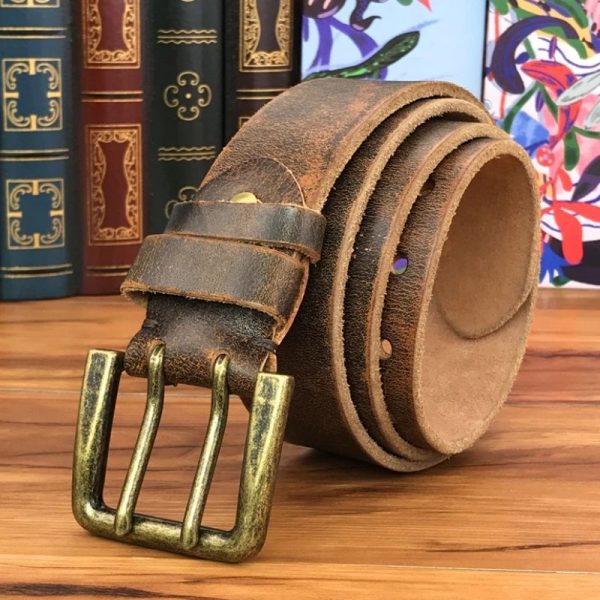 Ceinture Marron en Cuir Vieilli