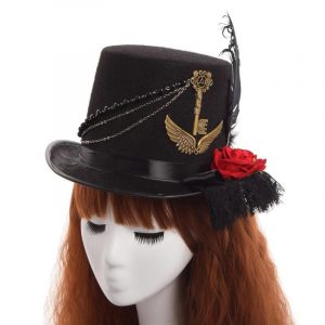 Chapeau Steampunk Chaîne et Plume