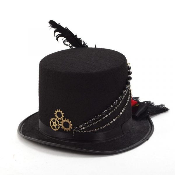 Chapeau Steampunk Chaîne et Plume