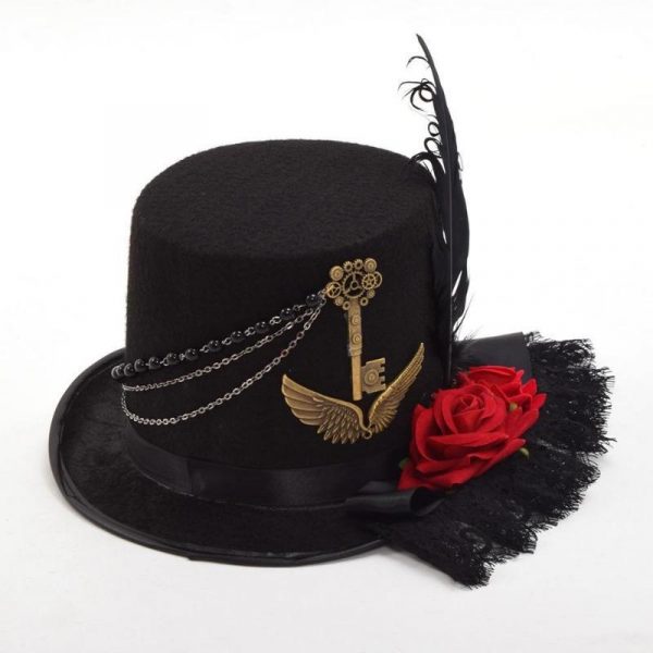 Chapeau Steampunk Chaîne et Plume