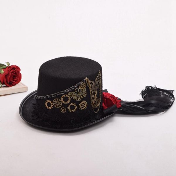 Chapeau Haut de Forme Gothique Steampunk pour Femme