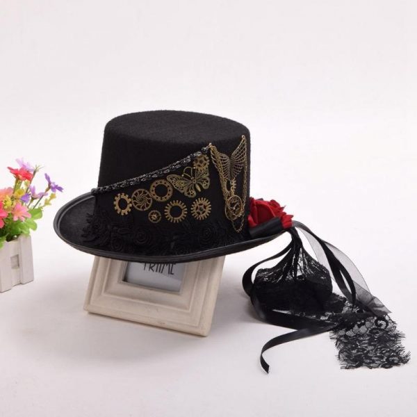 Chapeau Haut de Forme Gothique Steampunk pour Femme