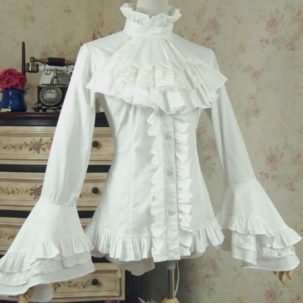 Chemise à Jabot Goth Blanche