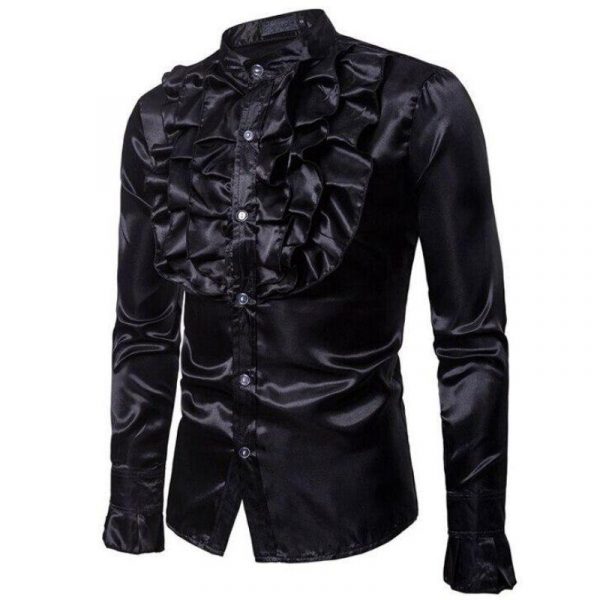 Chemise Satin Noir Homme