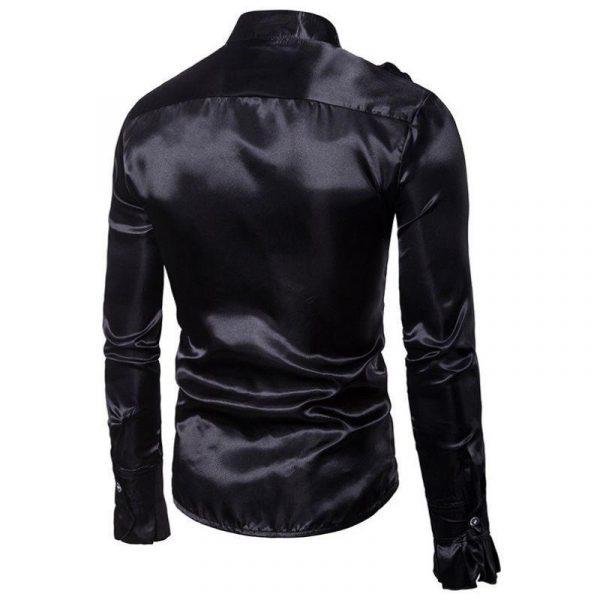 Chemise Satin Noir Homme