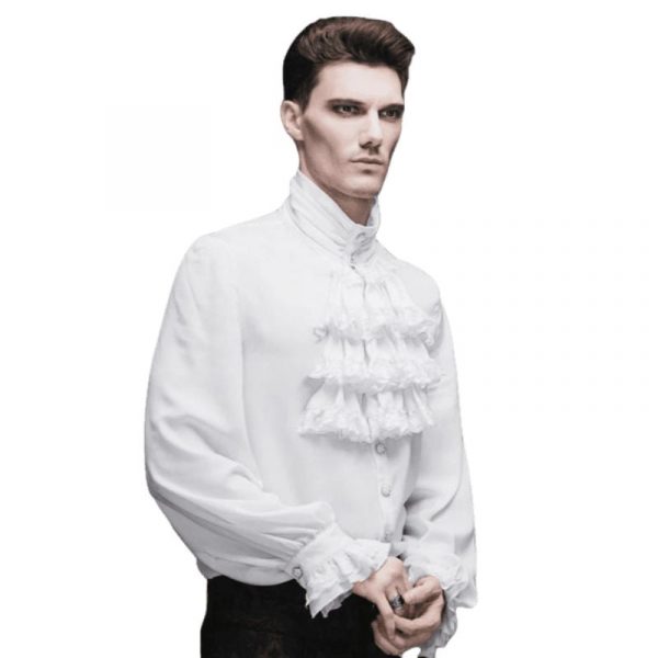 Chemise Blanche à Jabot Homme