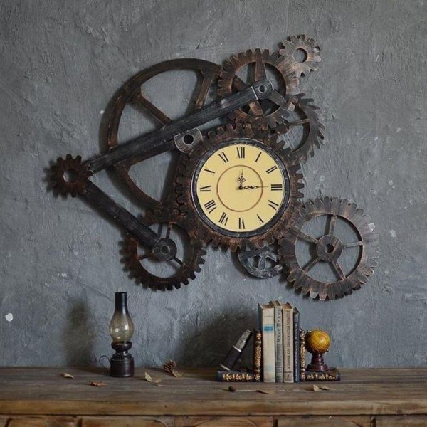 Grande Horloge Murale Steampunk