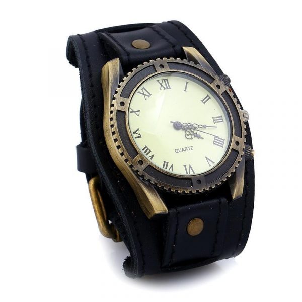 Montre Bracelet Cuir Vintage Homme