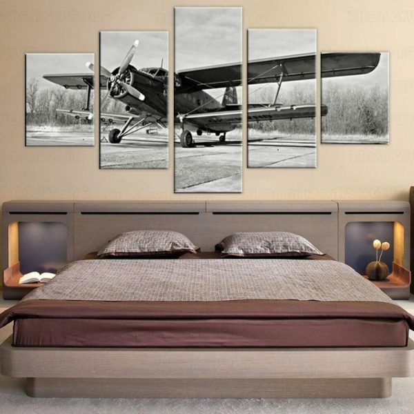 Tableau Avion Noir et Blanc