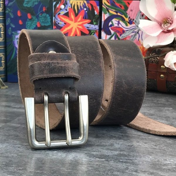 Ceinture Marron en Cuir Vieilli