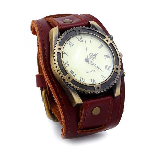 Montre Bracelet Cuir Vintage Homme