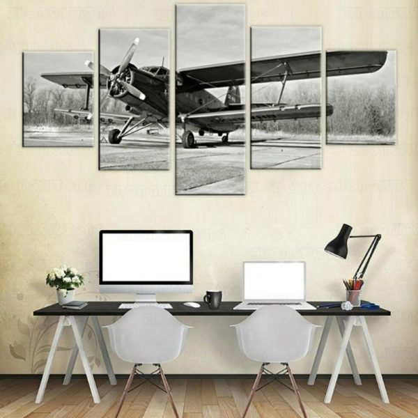 Tableau Avion Noir et Blanc