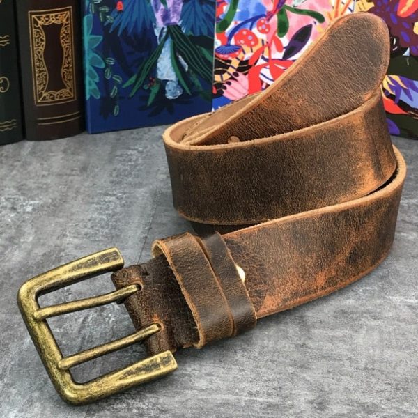 Ceinture Marron en Cuir Vieilli