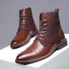 Bottines Homme Cuir Marron Lacets – Image 3