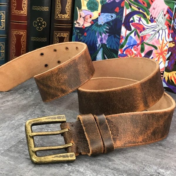 Ceinture Marron en Cuir Vieilli