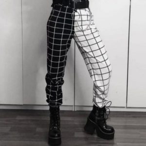 Pantalon Gothique Femme Noir et Blanc