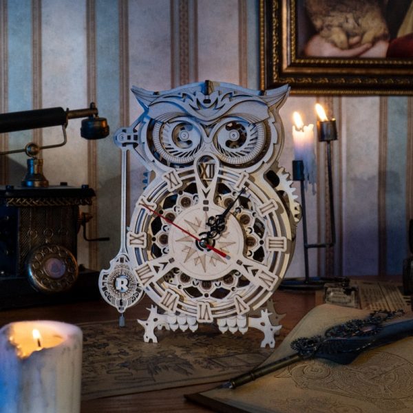 Maquette Bois Horloge Hibou