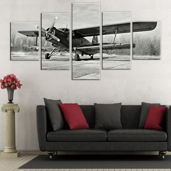 Tableau Avion Noir et Blanc