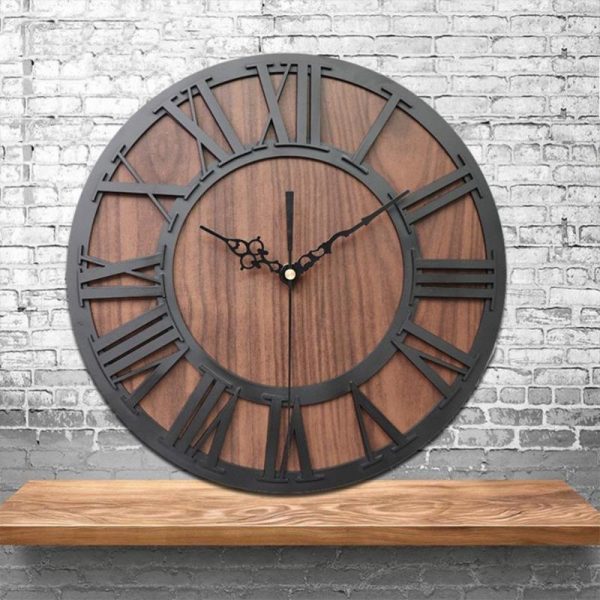 Horloge Murale Industrielle en Bois