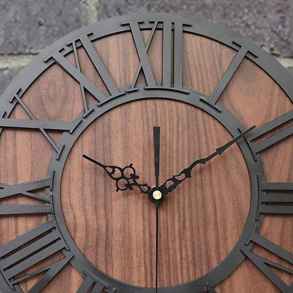 Horloge Murale Industrielle en Bois