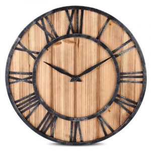 Horloge Industrielle Bois et Métal