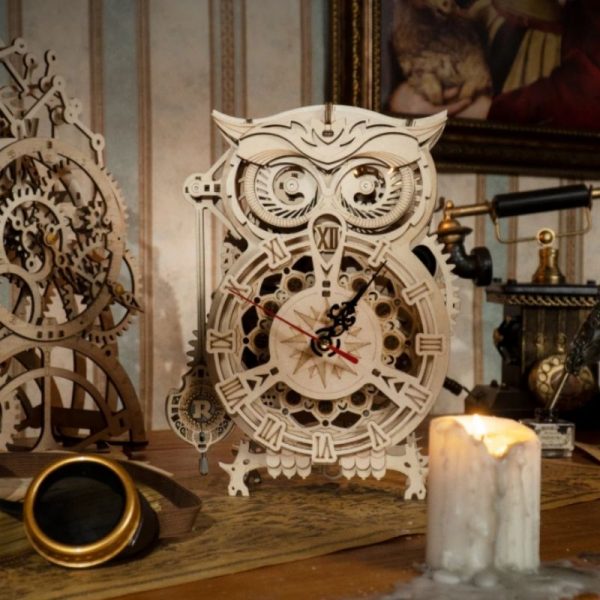 Maquette Bois Horloge Hibou