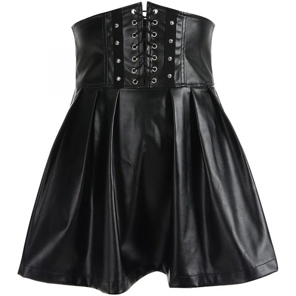 Jupe Simili Cuir Taille Haute