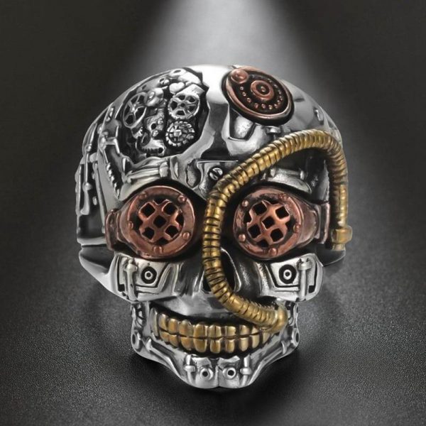 Bague Steampunk Skull Acier