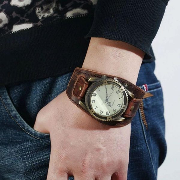 Montre Bracelet Cuir Vintage Homme