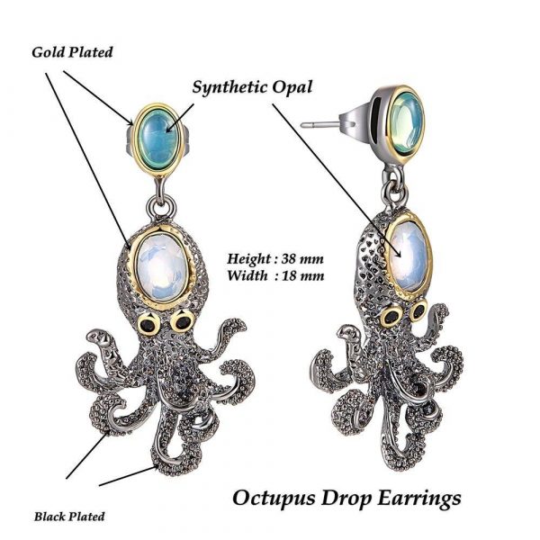 Boucles d'Oreilles Poulpe Steampunk