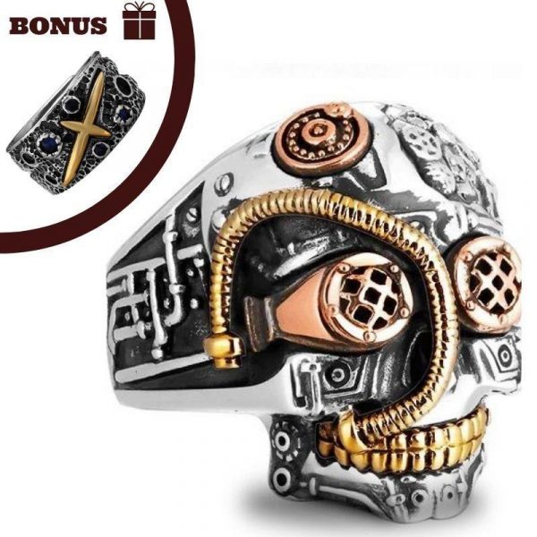 Bague Tête de Mort Steampunk