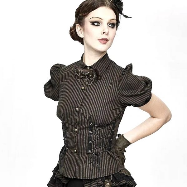 Chemisier à Rayures Femme Steampunk