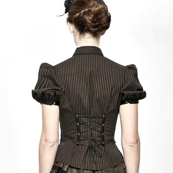 Chemisier à Rayures Femme Steampunk